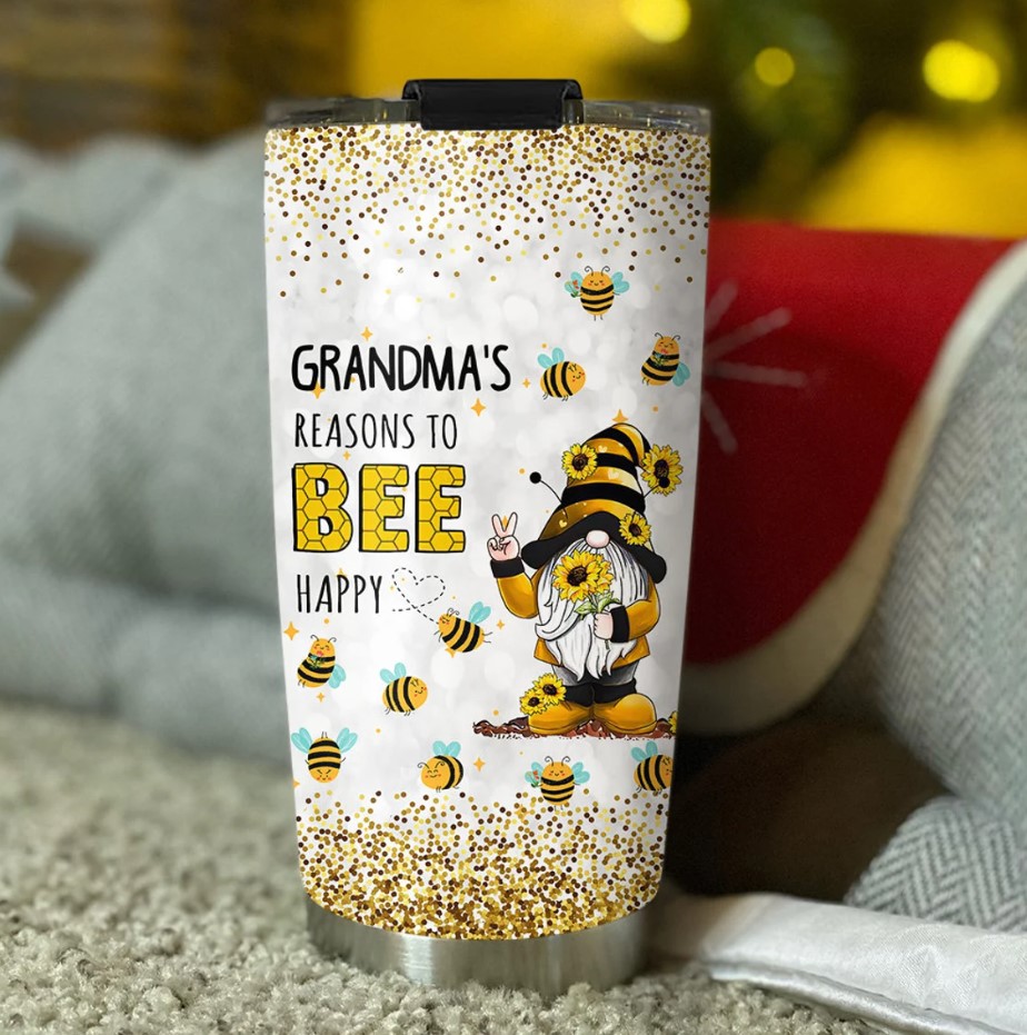 Personalized Grandma Tumbler Gnomes 20oz Tumbler Grandma Reason To Bee Personalized Tumbler For Mimi Custom Grandkid Names